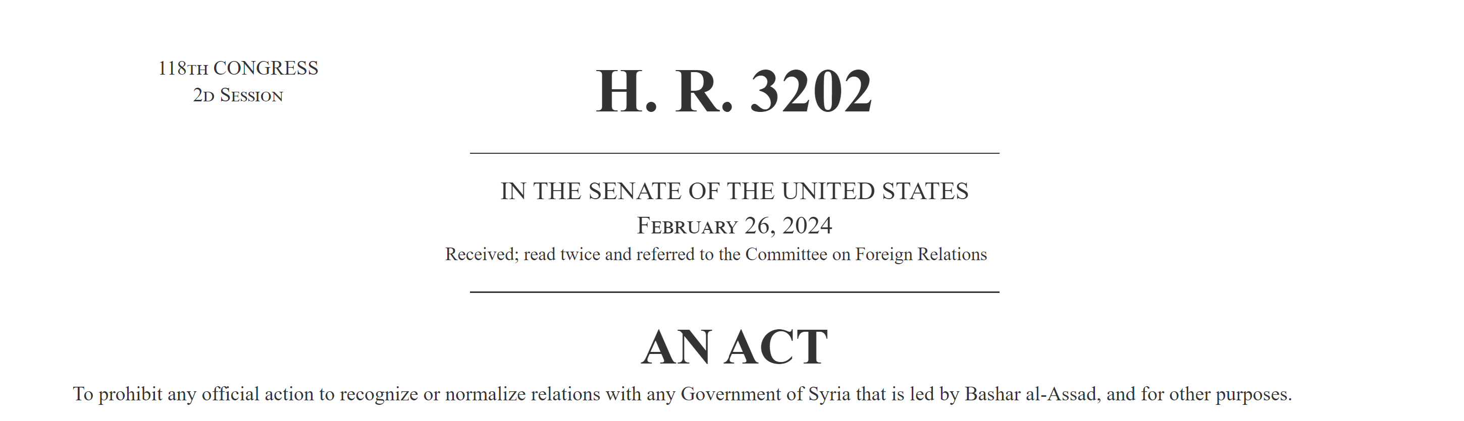 Assad Regime Anti-Normalization Act Passes the House