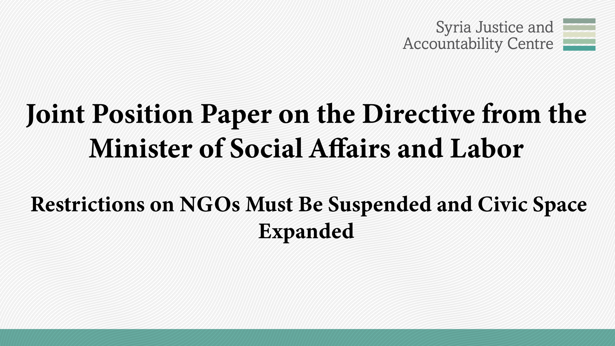 Joint Position Paper on the Directive from the Minister of Social Affairs and Labor